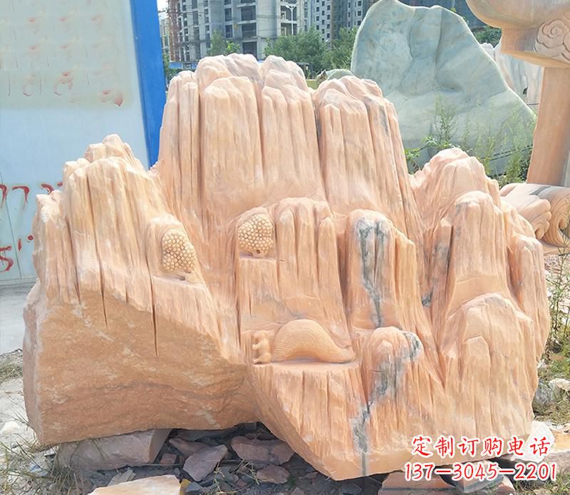 菏泽晚霞红景观假山雕塑