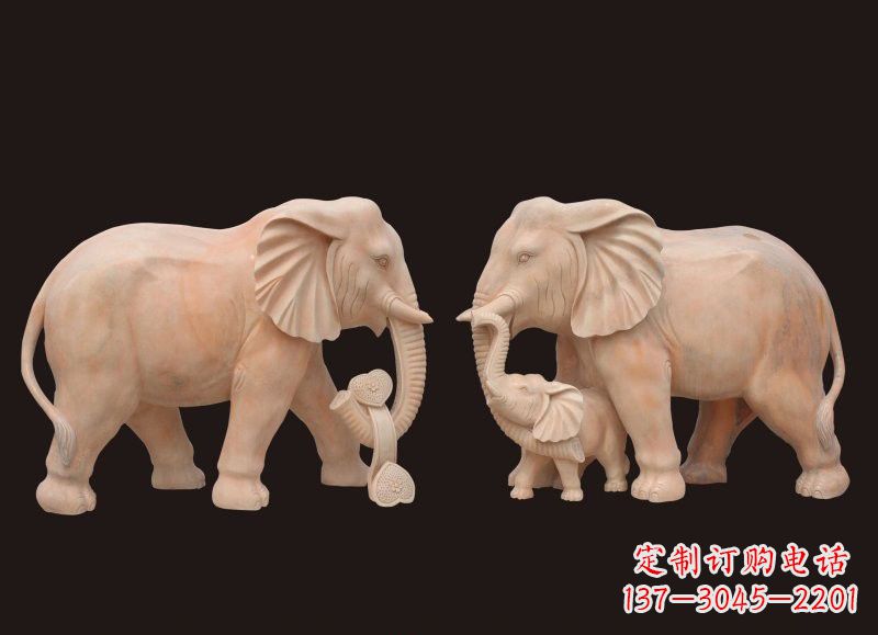 菏泽晚霞红母子大象雕塑