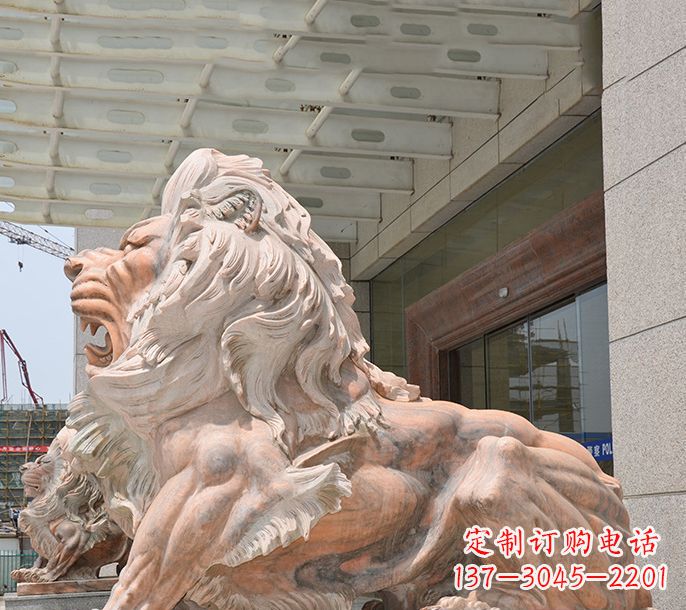 菏泽晚霞红欧式狮子石雕 (3)