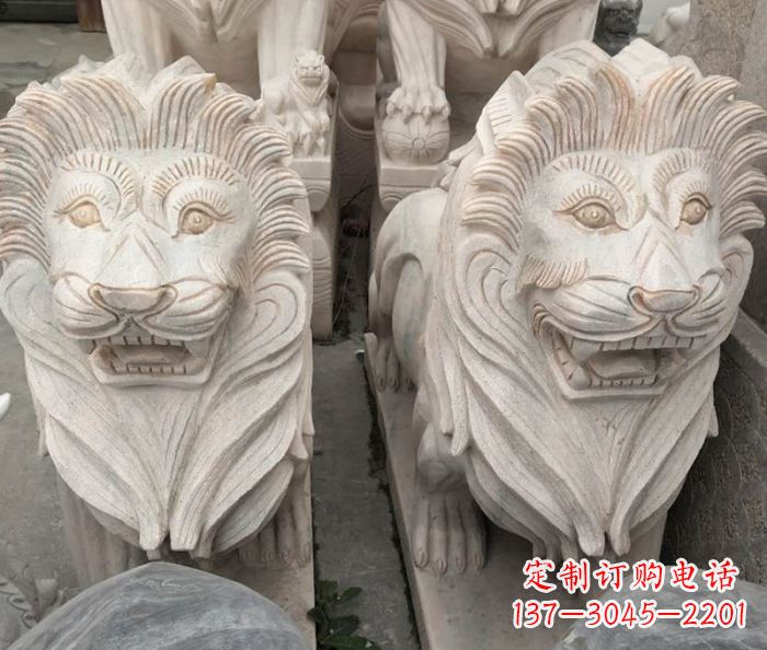 菏泽晚霞红欧式狮子石雕 (2)