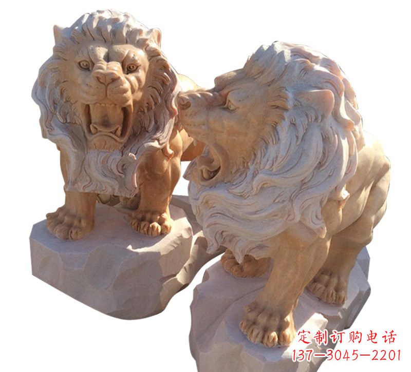 菏泽晚霞红欧式西洋狮子雕塑