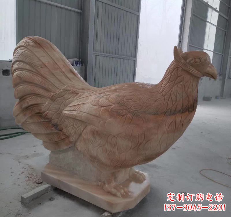菏泽晚霞红石雕母鸡