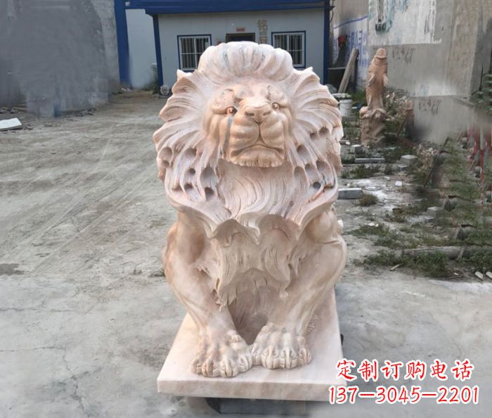 菏泽晚霞红西洋欧式狮子石雕