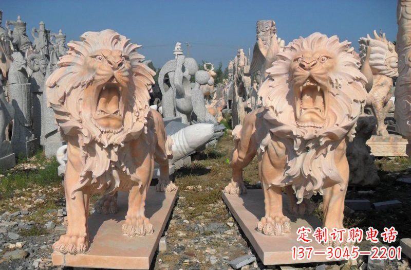 菏泽晚霞红西洋狮子雕塑