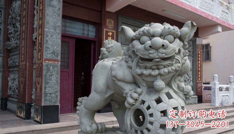 菏泽网球狮石雕南方狮子雕塑