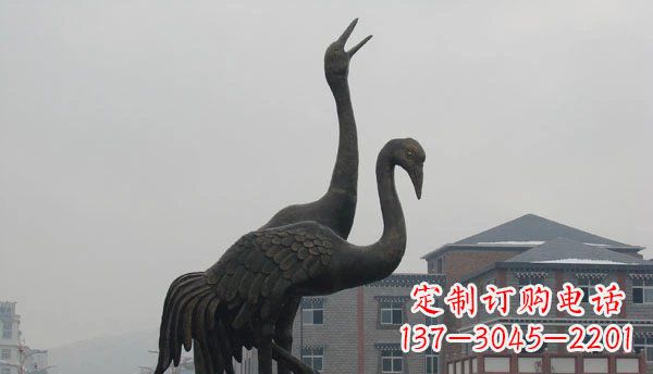 菏泽仙鹤公园景观铜雕