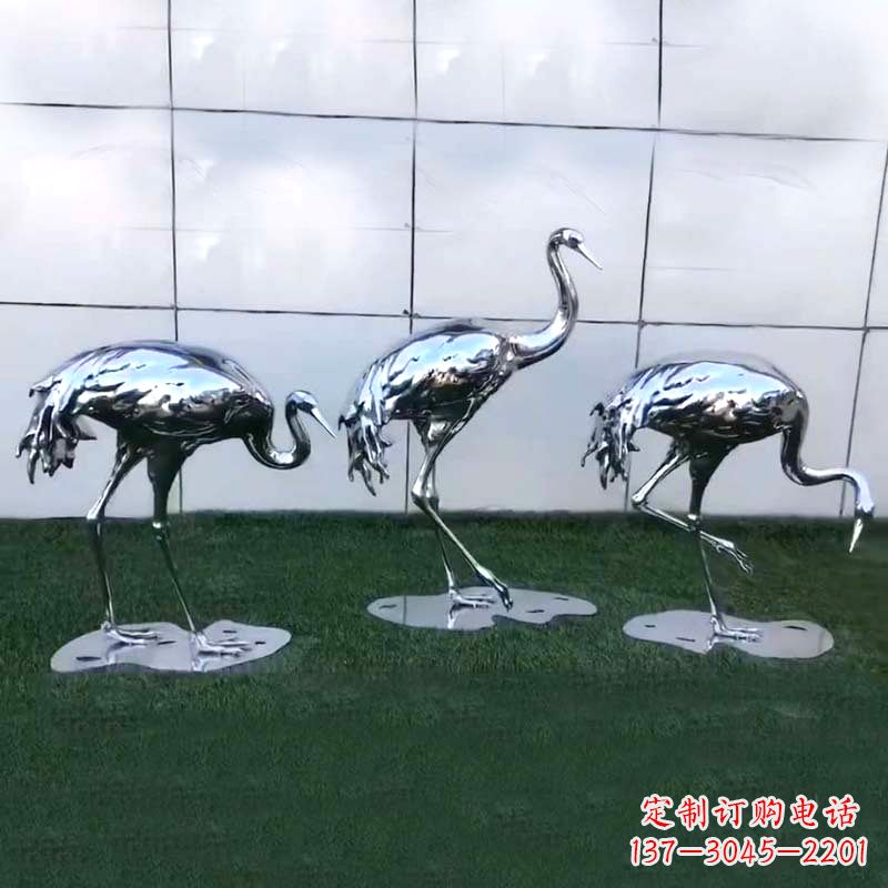 菏泽仙鹤镜面不锈钢雕塑