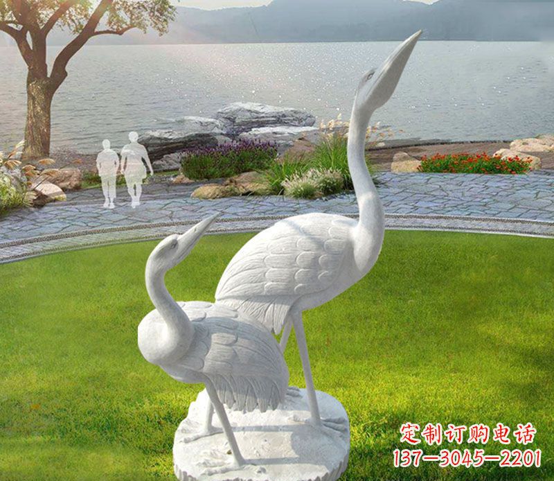 菏泽仙鹤石雕公园动物雕塑