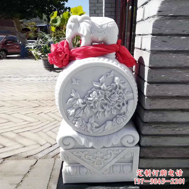 菏泽仙鹤石雕门墩