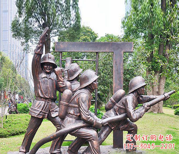 菏泽消防员人物铜雕 (2)