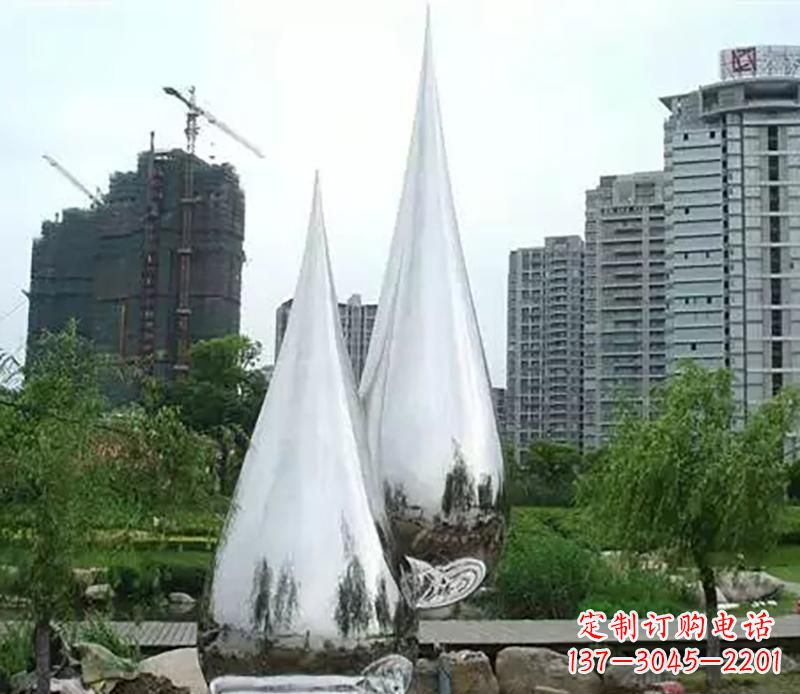 菏泽小区不锈钢水滴雕塑