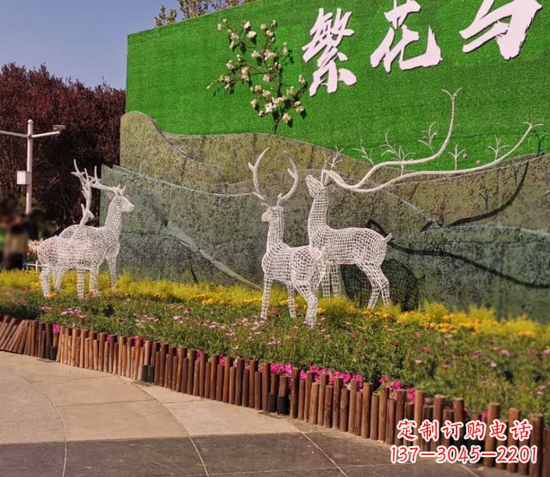 菏泽小区景观不锈钢梅花鹿