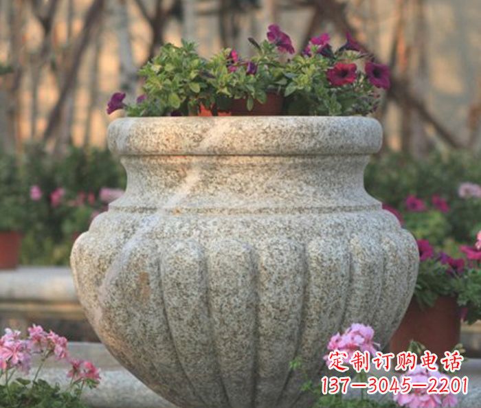 菏泽小区景观大理石花盆石雕 (6)