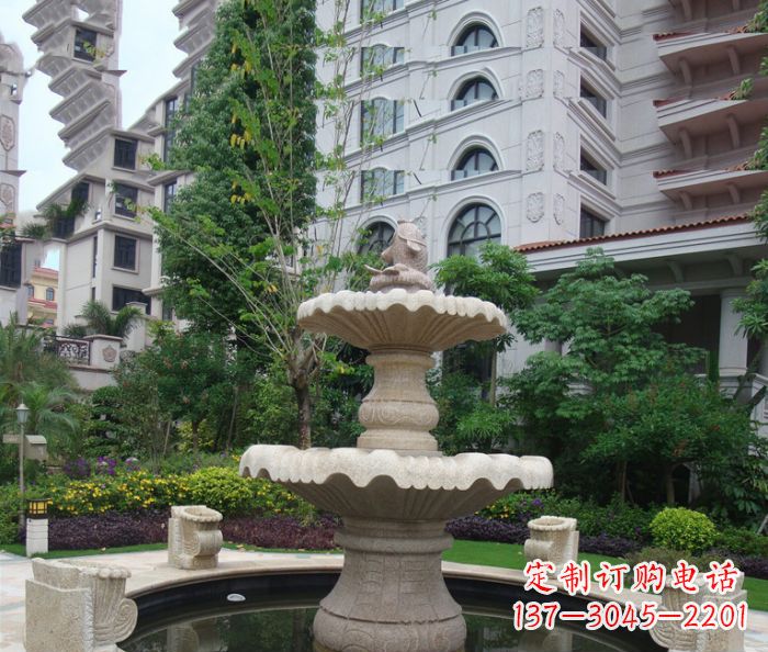 菏泽小区景观大理石鲤鱼喷泉石雕