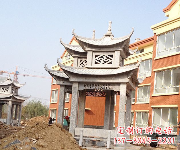 菏泽小区景观大理石凉亭石雕