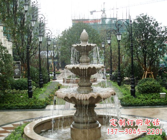 菏泽小区景观大理石喷泉石雕 (4)