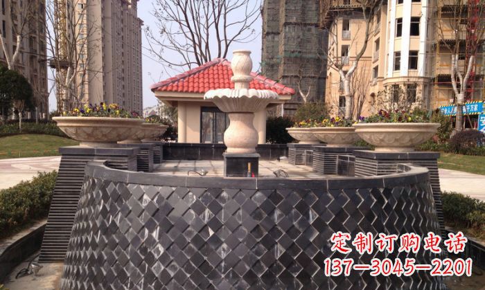 菏泽小区景观大理石喷泉石雕 (3)