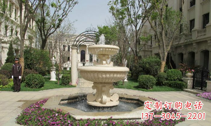 菏泽小区景观大理石喷泉石雕 (7)