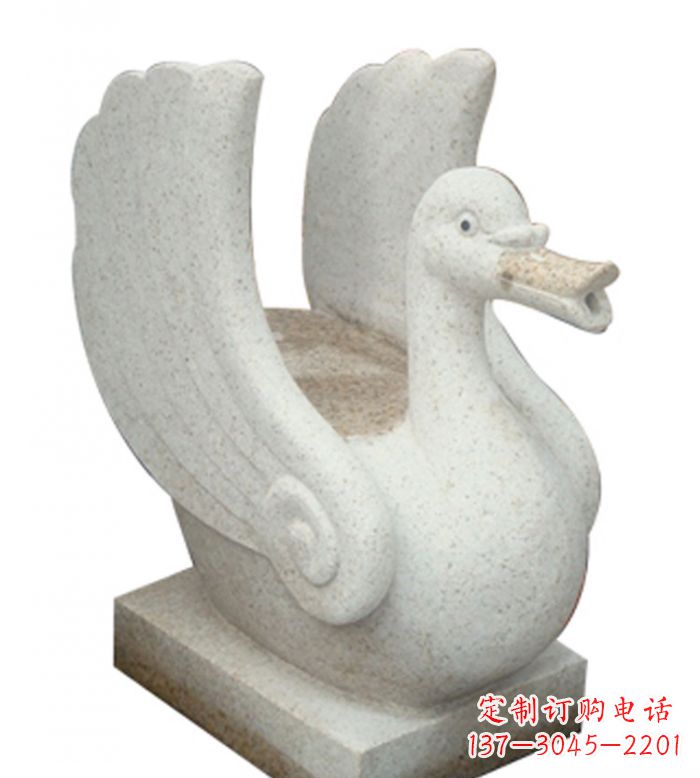 菏泽小区景观大理石天鹅喷泉石雕 (2)