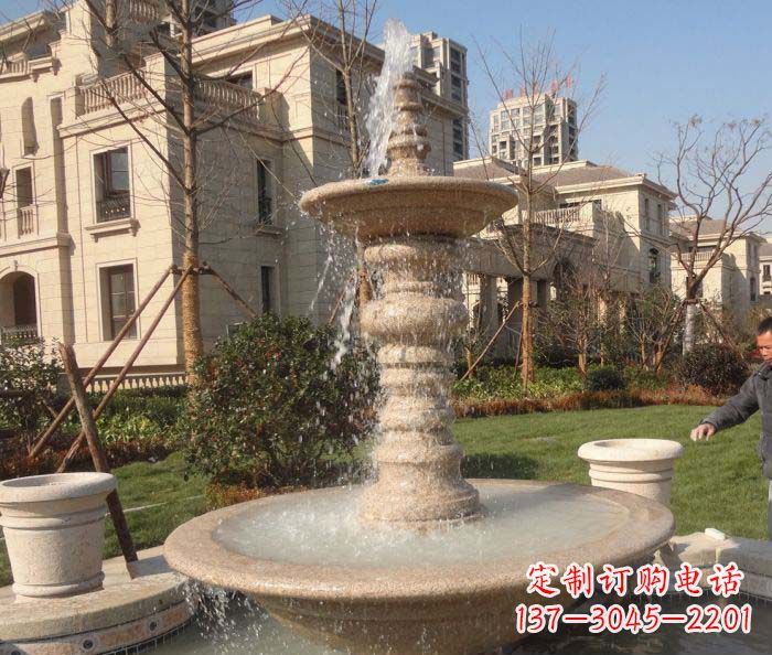 菏泽小区景观多层喷泉石雕 (2)