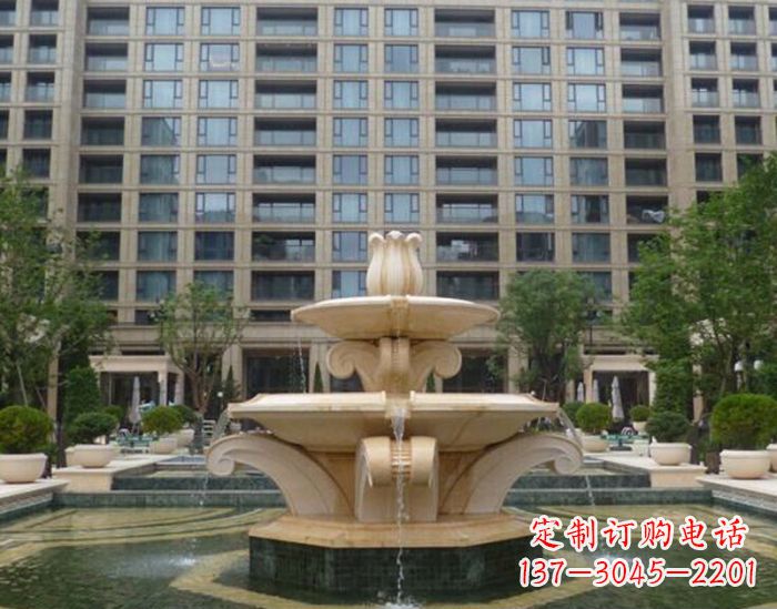 菏泽小区景观晚霞红喷泉石雕 (2)