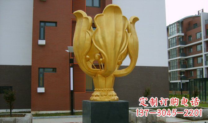菏泽校园不锈钢紫荆花雕塑