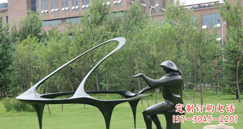 菏泽校园弹钢琴景观铜雕