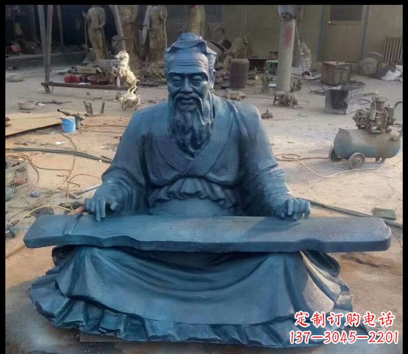 菏泽校园孔子弹琴铜雕