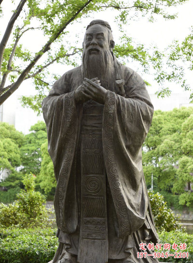 菏泽校园孔子行教像铜雕 (2)