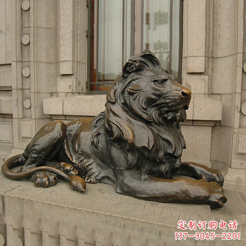 菏泽银行大门铜雕港币狮子看门动物雕塑