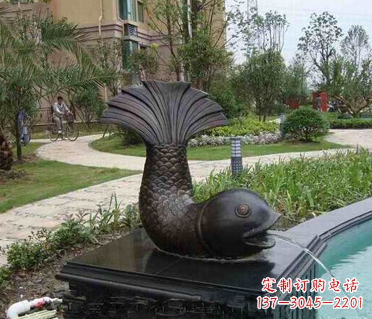 菏泽鱼喷泉铜雕