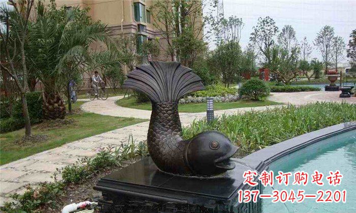 菏泽鱼式喷泉小区景观铜雕