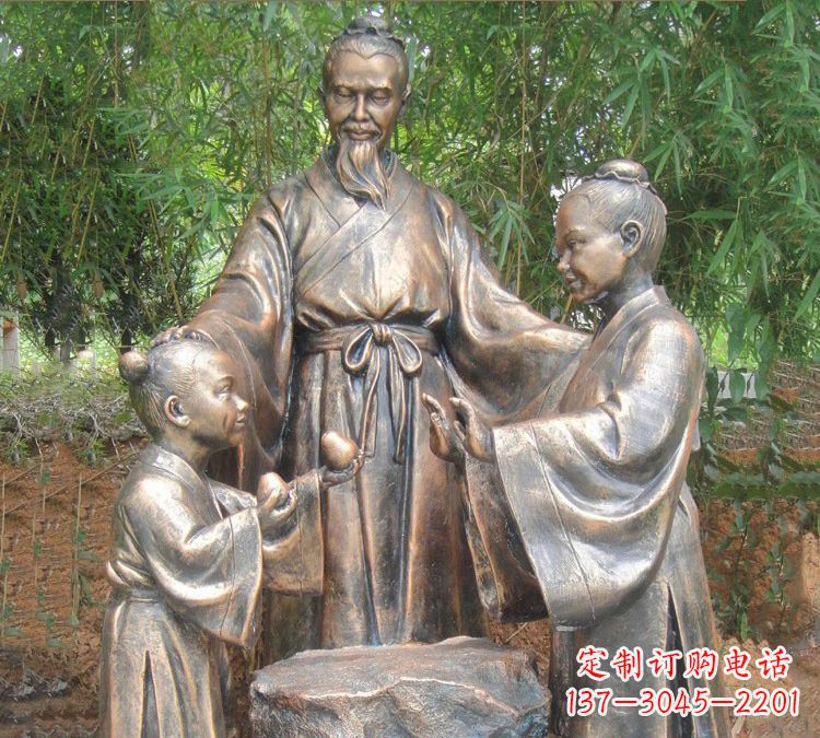 菏泽寓言故事铜雕_孔融让梨