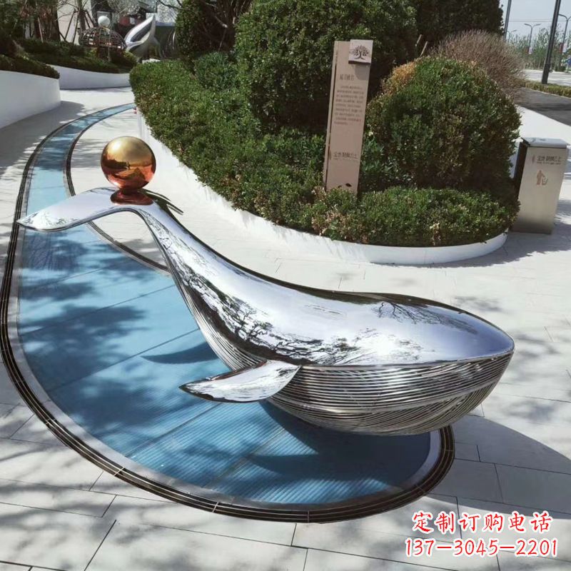 菏泽园林不锈钢海豚景观摆件