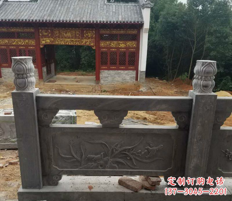 菏泽园林仿古兰花石浮雕栏板景观石雕