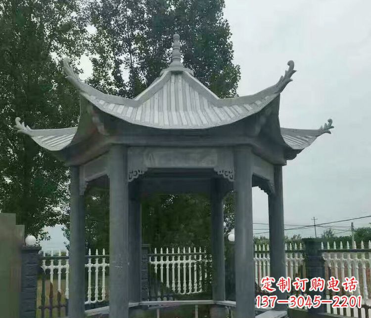 菏泽园林仿古石凉亭景观石雕 (2)