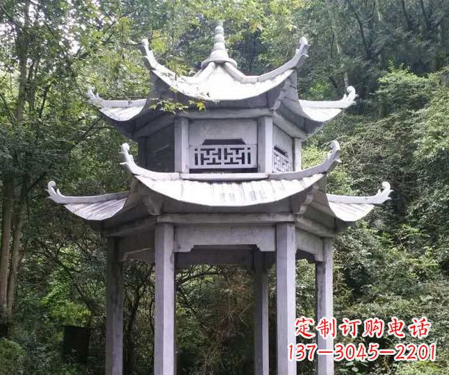 菏泽园林仿古石凉亭景观石雕 (3)