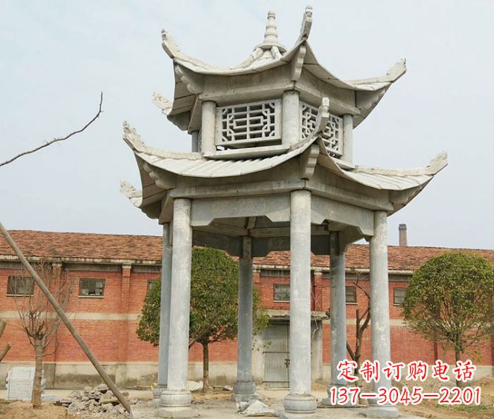 菏泽园林仿古双层石雕凉亭 (2)