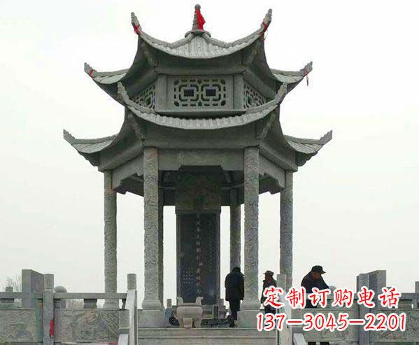 菏泽园林仿古双层石凉亭景观石雕