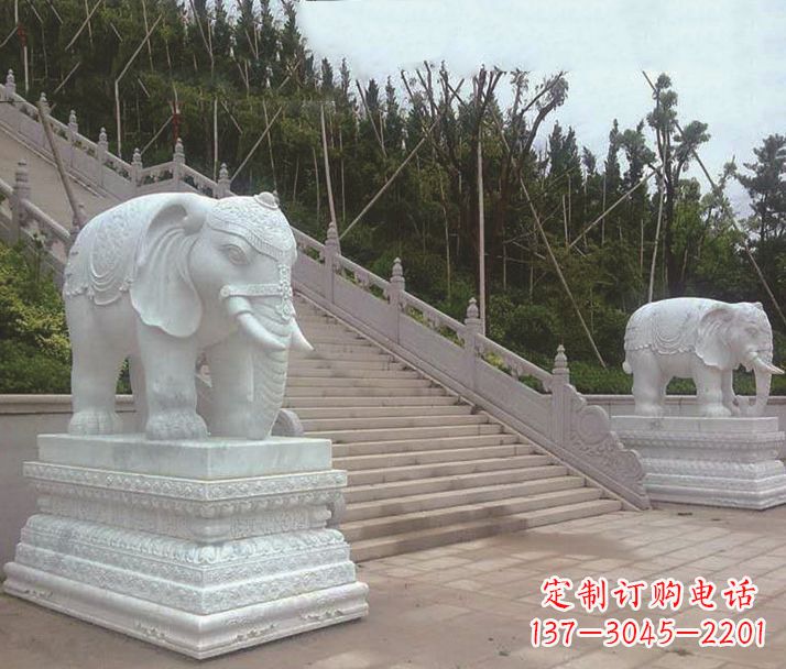 菏泽园林汉白玉大象景观石雕