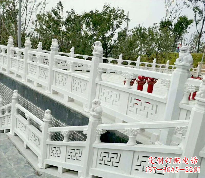 菏泽园林汉白玉栏板景观石雕 (2)