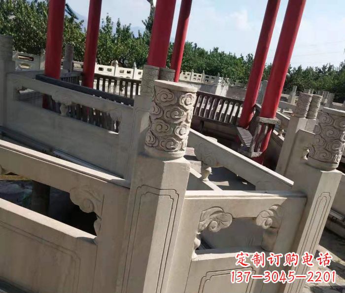 菏泽园林景观大理石桥栏板石雕 (3)