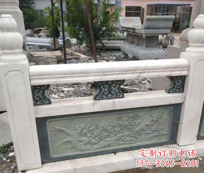 菏泽园林景观大理石桥栏板石雕 (2)