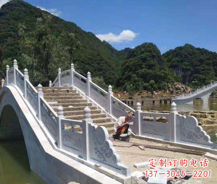菏泽园林景观大理石桥栏板石雕_1