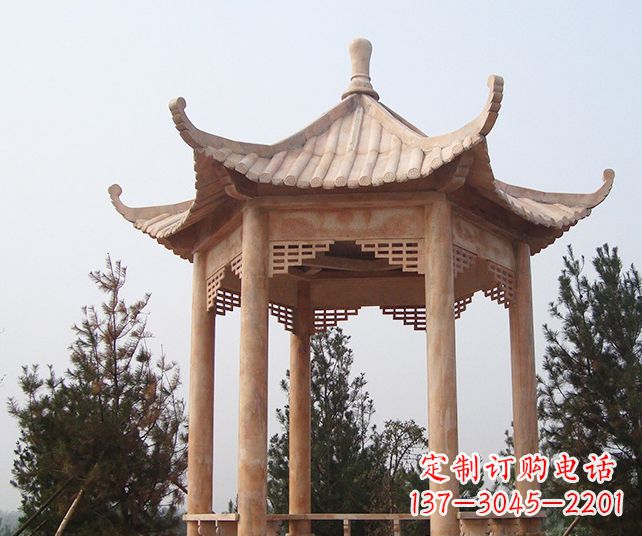 菏泽园林景观单层石雕凉亭 (3)