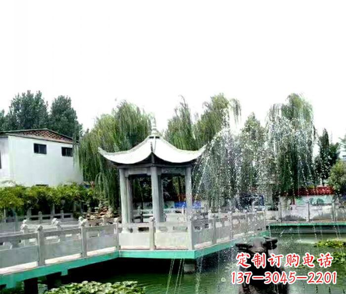 菏泽园林景观单层六角石雕凉亭