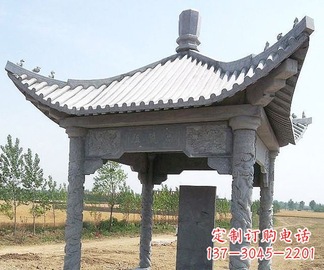 菏泽园林景观单层石雕凉亭 (4)