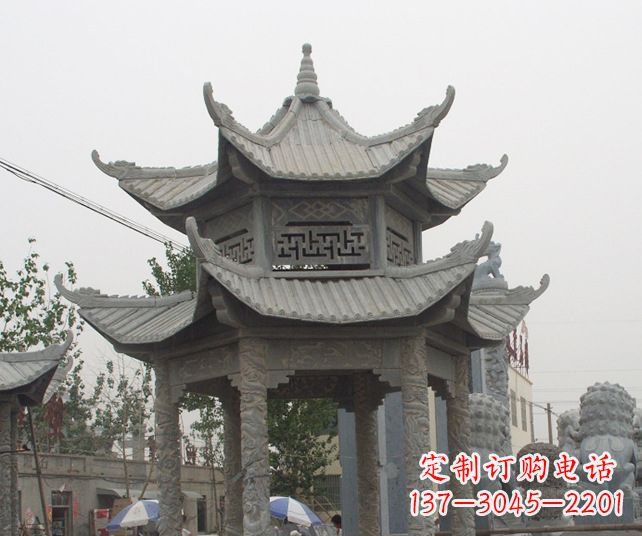 菏泽园林景观仿古石雕凉亭 (2)
