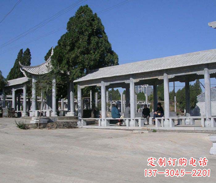 菏泽园林景观仿古石雕长廊凉亭 (2)