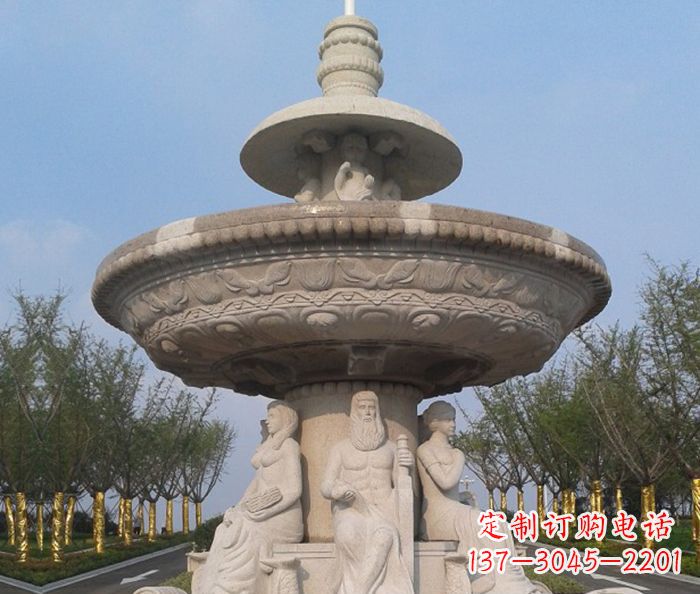 菏泽园林景观西方人物喷泉石雕 (2)